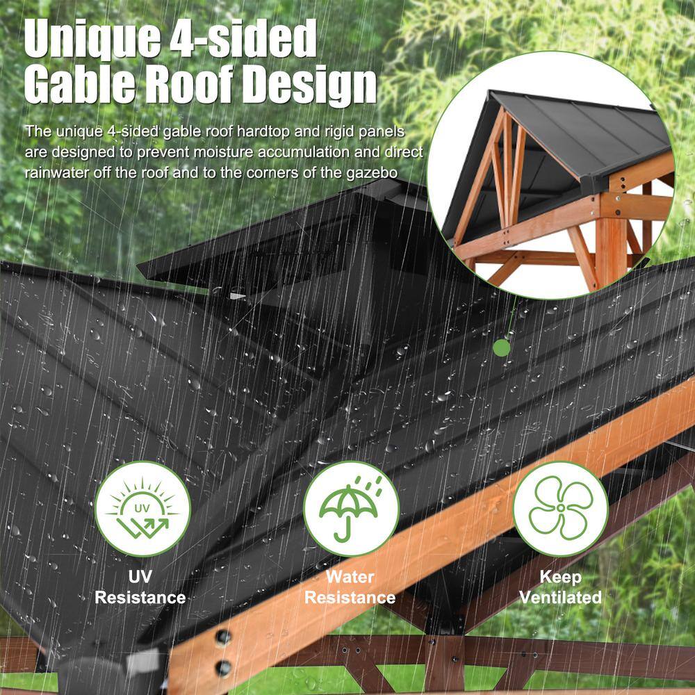 12' x 12' Cedar Wood Gazebo with Metal Roof