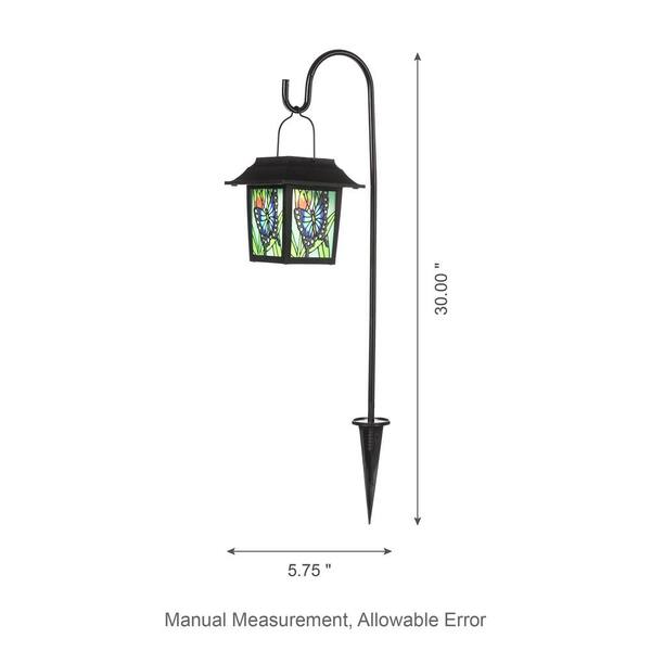 Glitzhome 30 in. H Solar Black Powered LED Weather Resistant