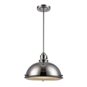 Performance 17 in. 1-Light Polished Nickel Pendant Light Fixture with Metal Shade