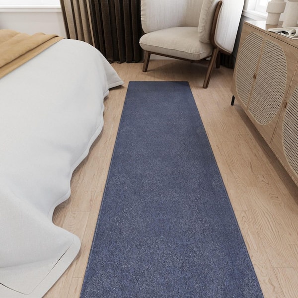 Emmy Non-Slip Rubberback Indoor Custom Cut Runner Rug 2 ft. 7 in. X 9 ft., Navy