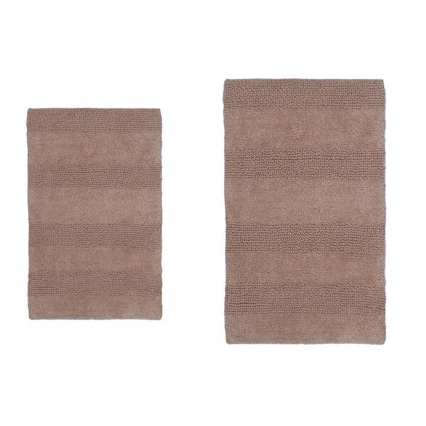 CASTLE HILL LONDON Natural 17 in. x 24 in. and 20 in. x 30 in. Wide Cut Reversible Bath Rug Set (2-Piece)