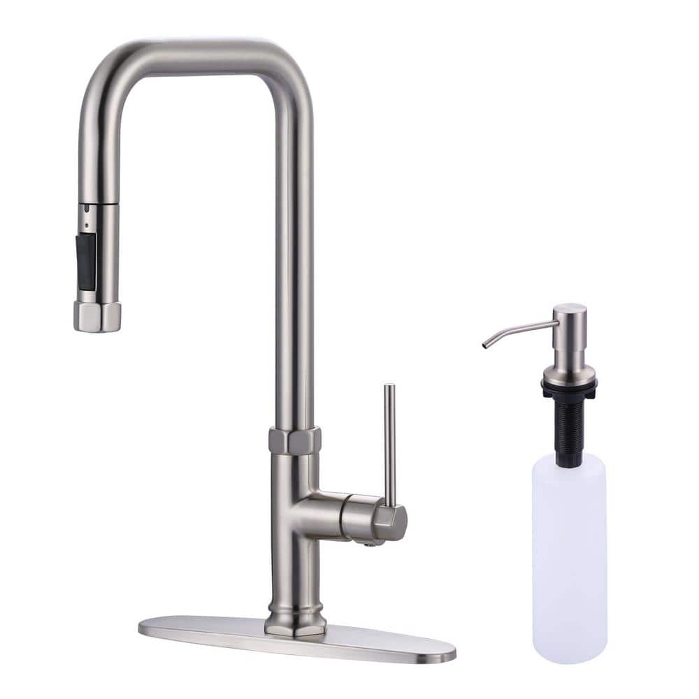 Single Handle Pull Down Sprayer Kitchen Faucet with 27 in. Extend Pipe Stainless Steel in Brushed Nickel price history on PriceWatchPro