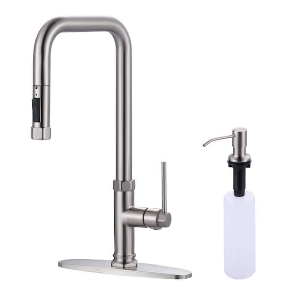AVITAS Single Handle Pull Down Sprayer Kitchen Faucet with 27 in. Extend Pipe Stainless Steel in Brushed Nickel