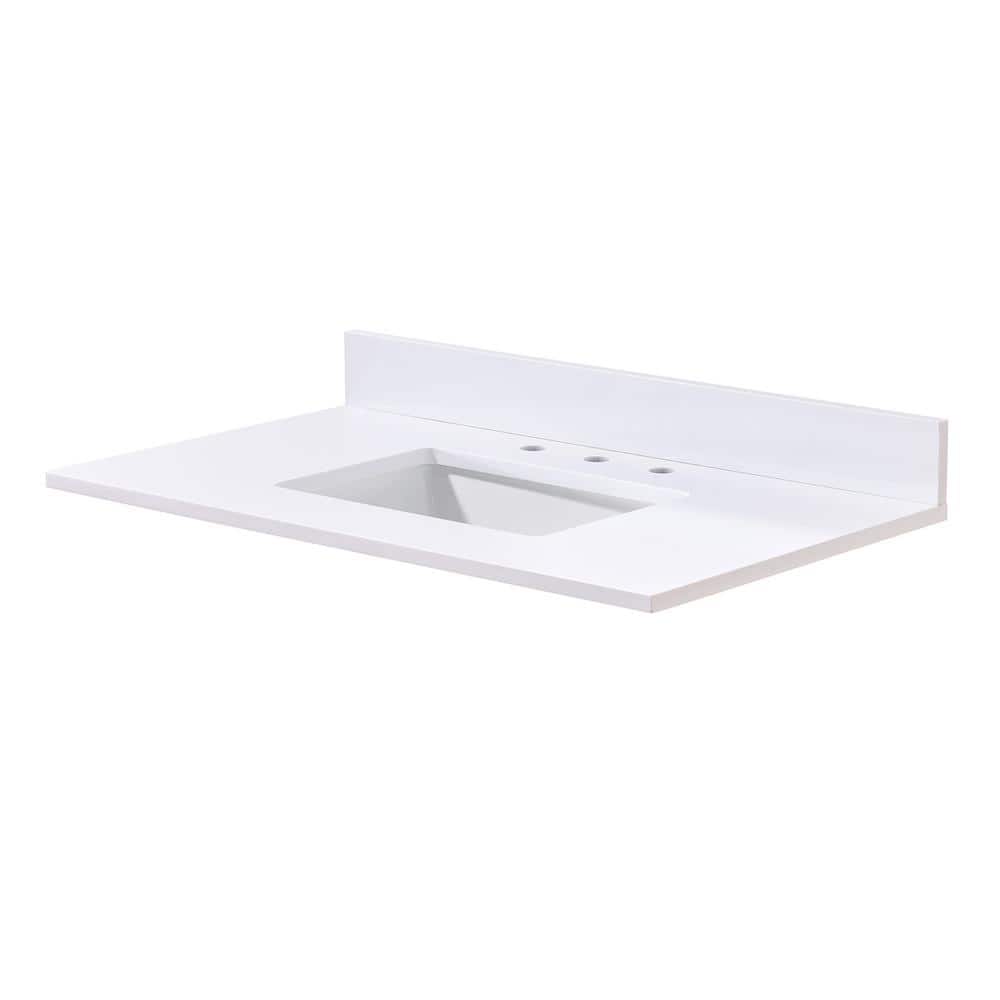 37-Inch Snow White Composite Stone Vanity Top with Sink