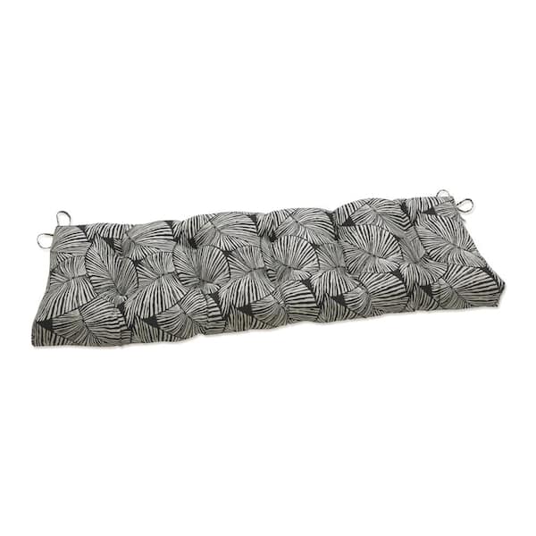 Pillow Perfect Tropical Rectangular Outdoor Bench Cushion in Black