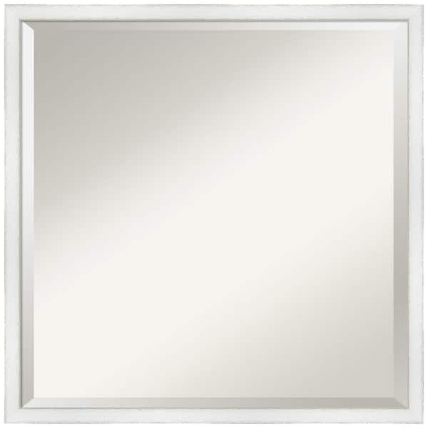 Amanti Art Breeze 21.12 in. x 21.12 in. Rustic Square Framed Distressed White Bathroom Vanity Wall Mirror