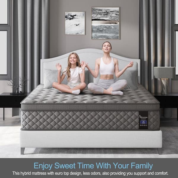 Queen Medium Firm 10 in. Hybrid Gel Memory Foam with Euro Top, Pocket Spring, Edge Support and Bed-in-a-Box Mattress ﻿
