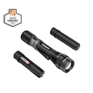 800 Lumens Dual Power LED Rechargeable Focusing Flashlight with Rechargeable Battery and USB-C Cable Included