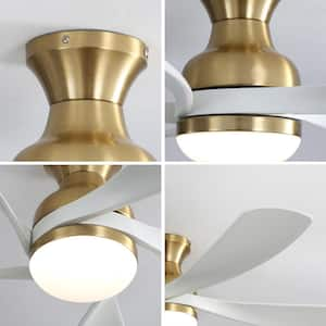 52 in. Smart Indoor Dimmable LED Gold Ceiling Fan with Light Kit and Remote/APP Control, 6-Speed