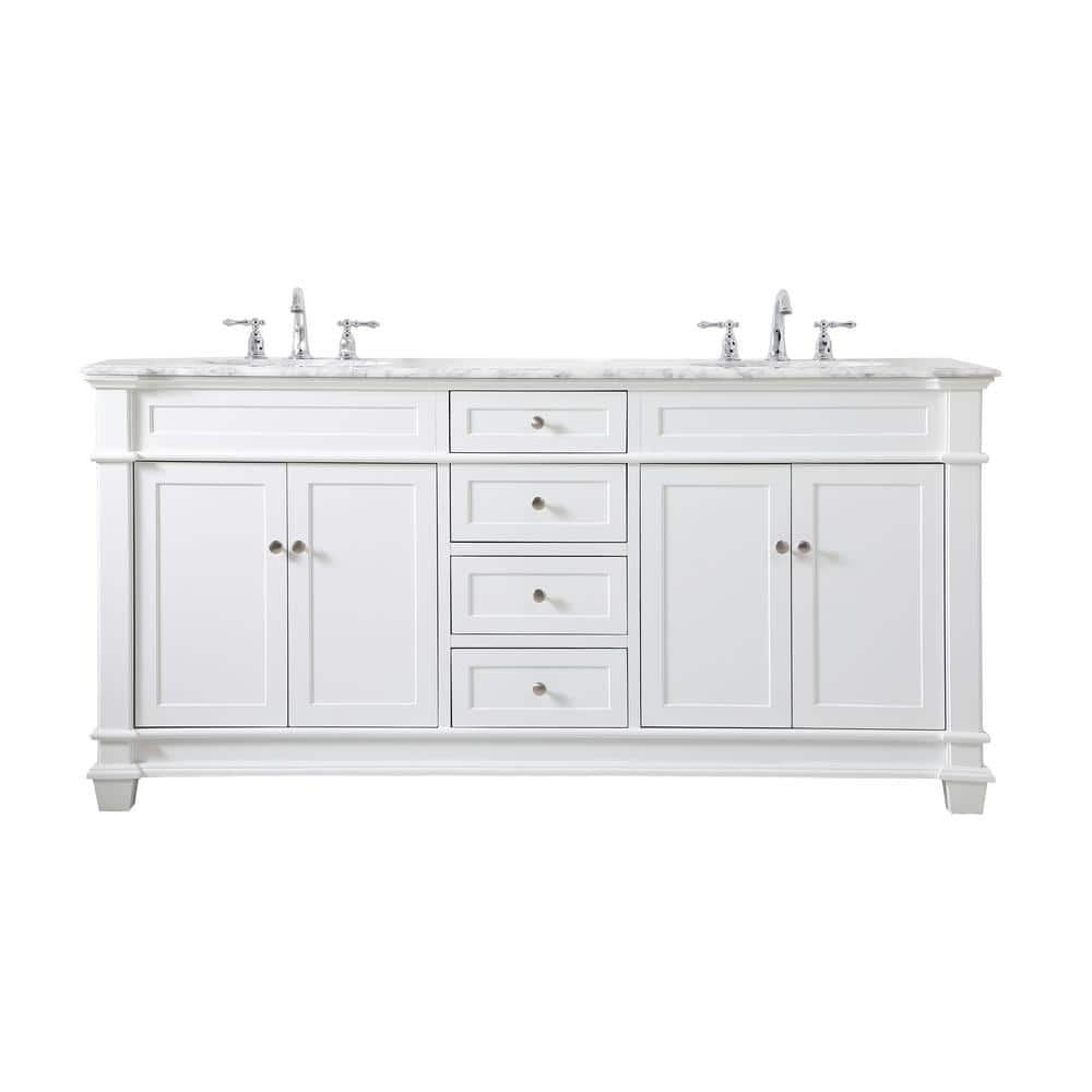 Timeless Home 72 in.W x 21.5 in.D x 35 in.H Double Bath Vanity in White wit