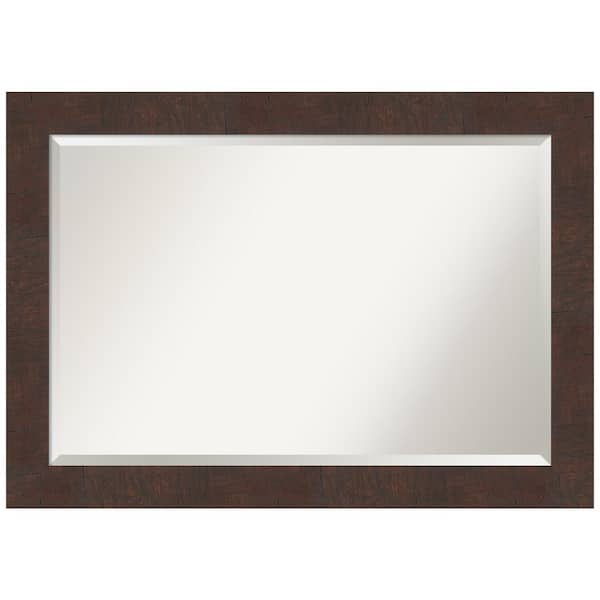 Amanti Art Medium Rectangle Wildwood Brown Beveled Glass Casual Mirror (29.25 in. H x 41.25 in. W)