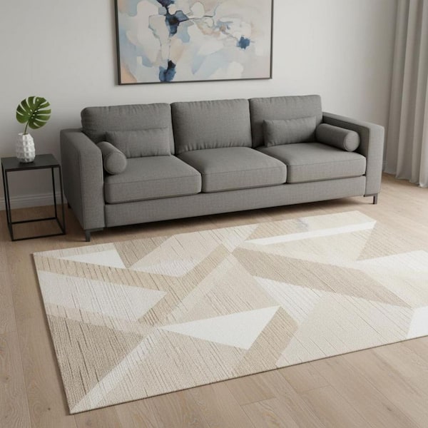 Beige  5 x 8 ft. Woven Geometric Rectangle Indoor Area Rug