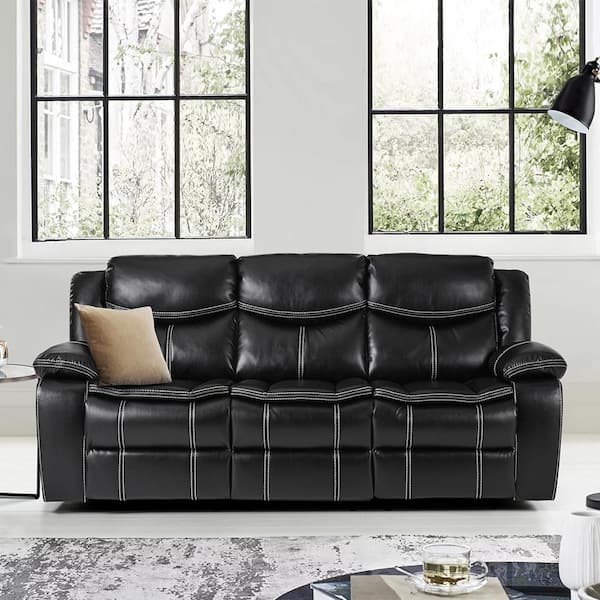 Lazzara Austin 87.5 in. W Pillow Top Arm Faux Leather Rectangle