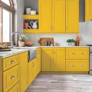 1 gal. #P300-7 Unmellow Yellow Satin Enamel Interior/Exterior Cabinet, Door & Trim Paint