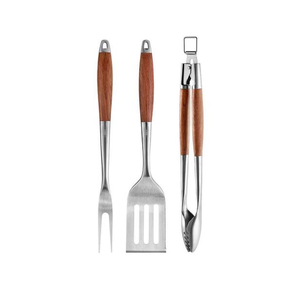 Anqtovp Rosewood Finish BBQ Grilling Tool Set Heavy-Duty Stainless