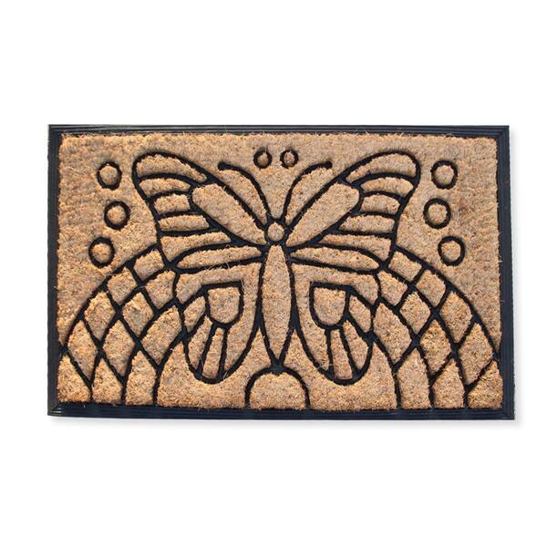 Unbranded A1HC First Impression Auden Butterfly 18 in. x 30 in. Rubber and Coir Door Mat