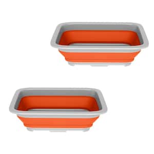 Set of 2 Multi-Purpose Wash Bins-7.27 l Basins for Travel or Cleaning Caddy-Collapsible Bucket Camping Accessories