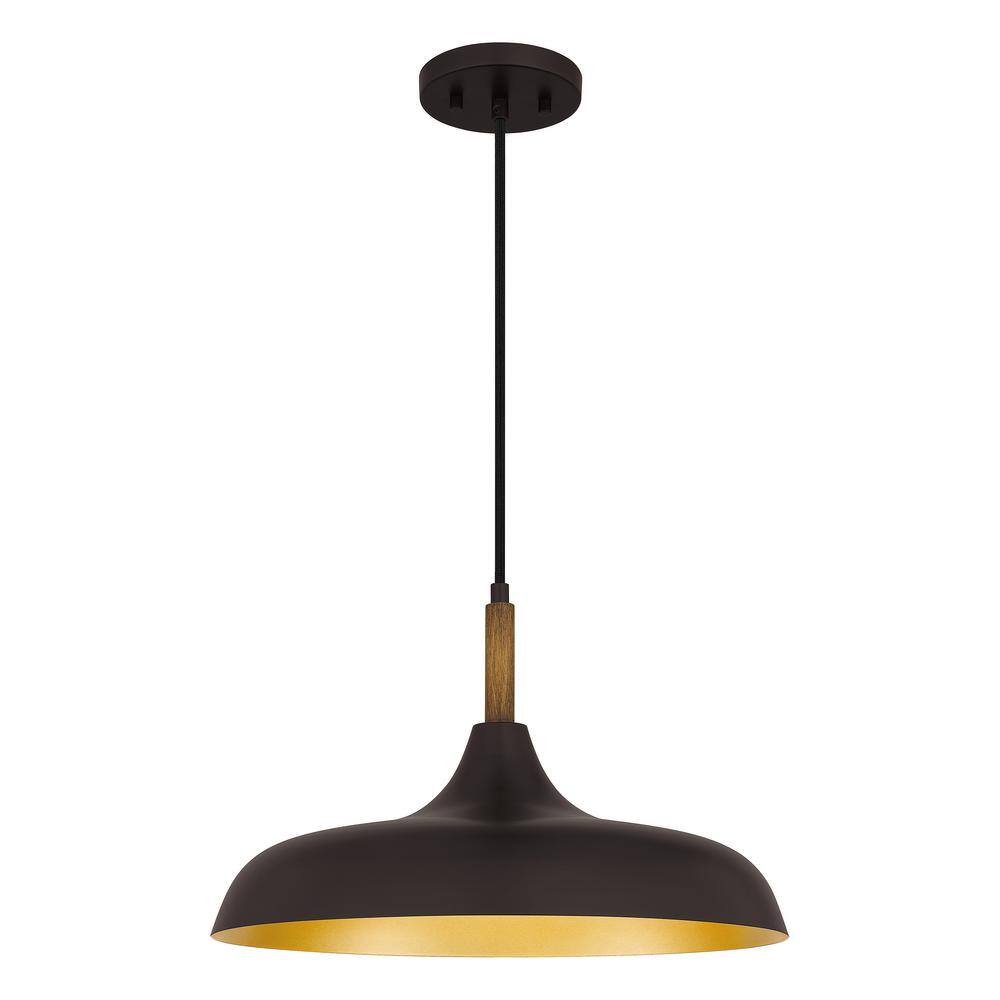 ASHLEY HARBOUR COLLECTION Lawson 1-Light Matte Black Pendant with Metal ...