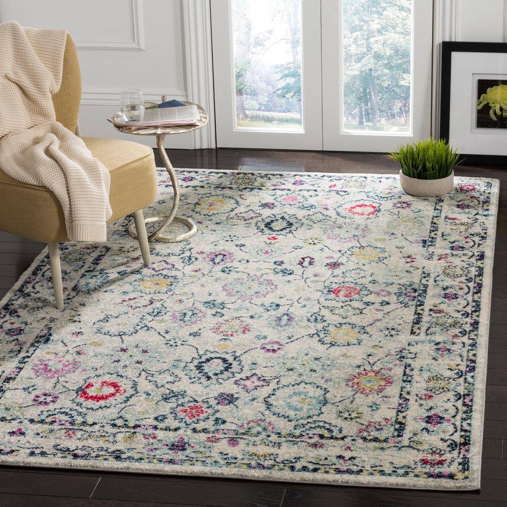 Light Grey and Fuchsia 8' x 10' Hand-knotted Synthetic Rug