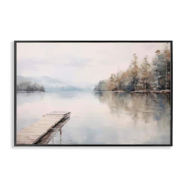 Old Lake Dock View by Arlington Prints Black Framed Nature Giclee Art Print 20 in. x 30 in.