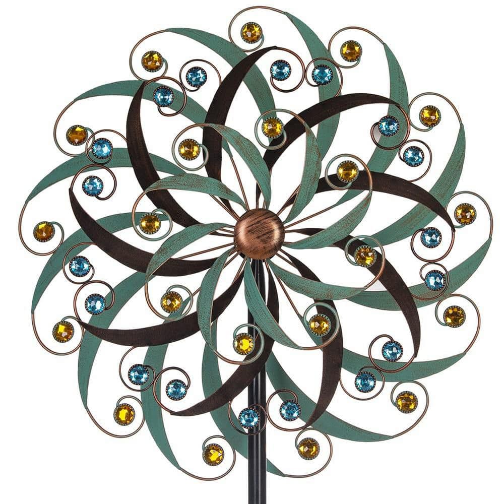 80 in. H Copper Color Family Metal Solar Powered Wind Spinner Outdoor Yard Art Wind Decor Type for Garden price history on PriceWatchPro