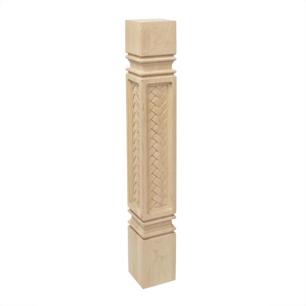 American Pro Decor 5 in. x 35-1/4 in. Unfinished North American Solid Hard Maple Mission Weave Kitchen Island Leg