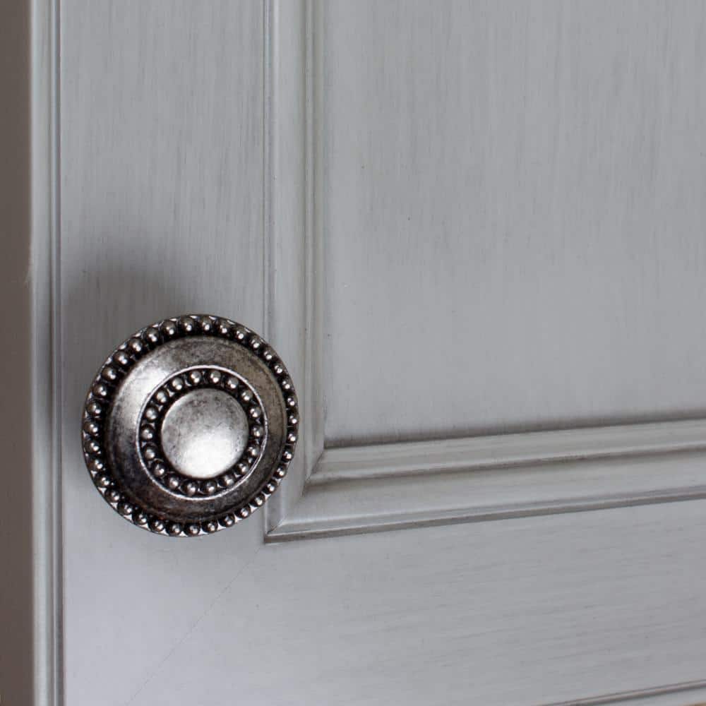 Weathered Nickel Beaded Round Cabinet Knob Set