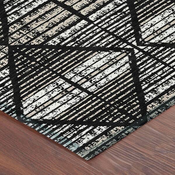 Chantille Machine Washable Indoor/Outdoor Abstract ACN2672 Black 10 ft. x 14 ft. Area Rug