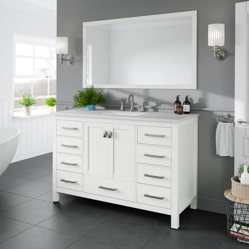 Aberdeen 42" White Marble Single Bathroom Vanity
