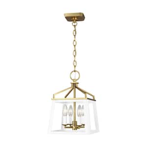 Carlow 10 in. W x 14.25 in. H 4-Light Matte White Indoor Dimmable Small Lantern Chandelier with No Bulbs Included