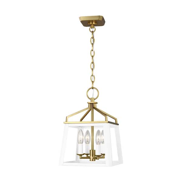 Generation Lighting Carlow 10 in. W x 14.25 in. H 4-Light Matte White Indoor Dimmable Small Lantern Chandelier with No Bulbs Included