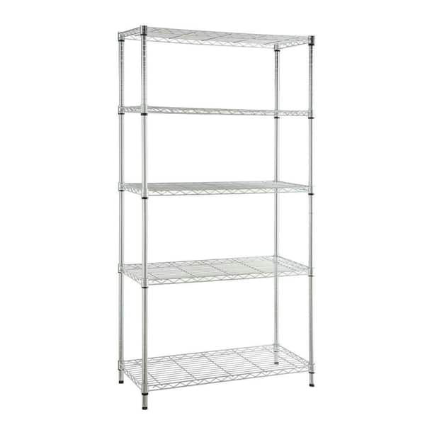 HDX 5-Tier Steel Wire Shelving Unit in Chrome (36 in. W x 72 in. H x 16 in. D)