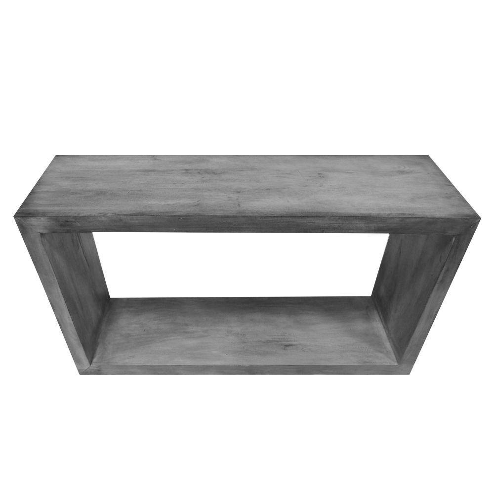 Retro Charcoal Gray 52" Mango Wood Console Table with Open Shelf