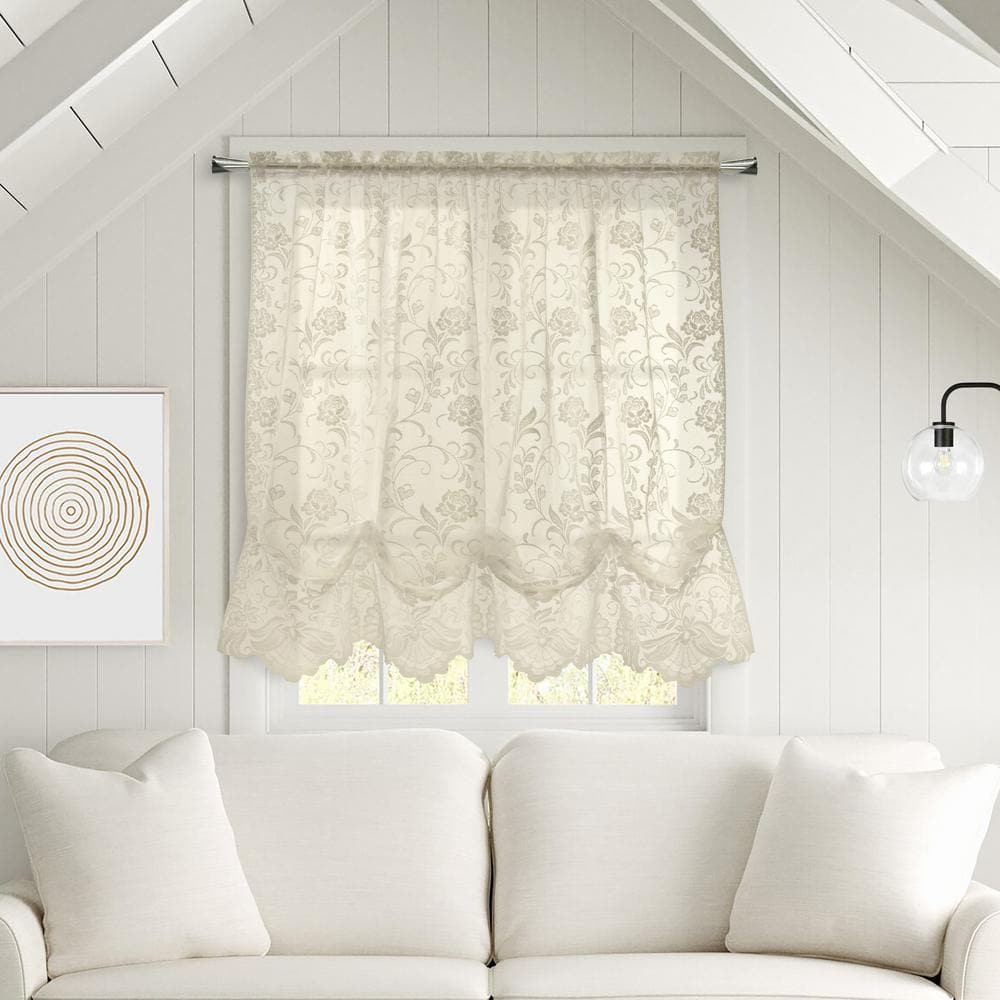 Habitat Limoges Ivory Polyester Lace 55 in. W x 63 in. L Rod Pocket in.door  Sheer Curtain. (Sin.gle Panel) 72147008-587533 - The Home Depot