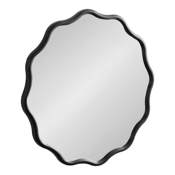 Kate and Laurel Talma 30.00 in. W x 30.00 in. H Black Scalloped Modern Framed Decorative Wall Mirror