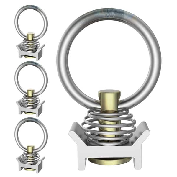 4-Pack Aluminum L Track Single Stud Tie Down Anchors with O-Ring for Cargo Trailer RV Van, 4000 lbs. Capacity