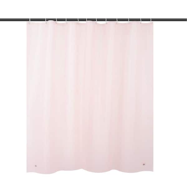 RAY STAR Raystar 70 in. x 72 in. Pink Plaid PEVA Shower Curtain with Hook