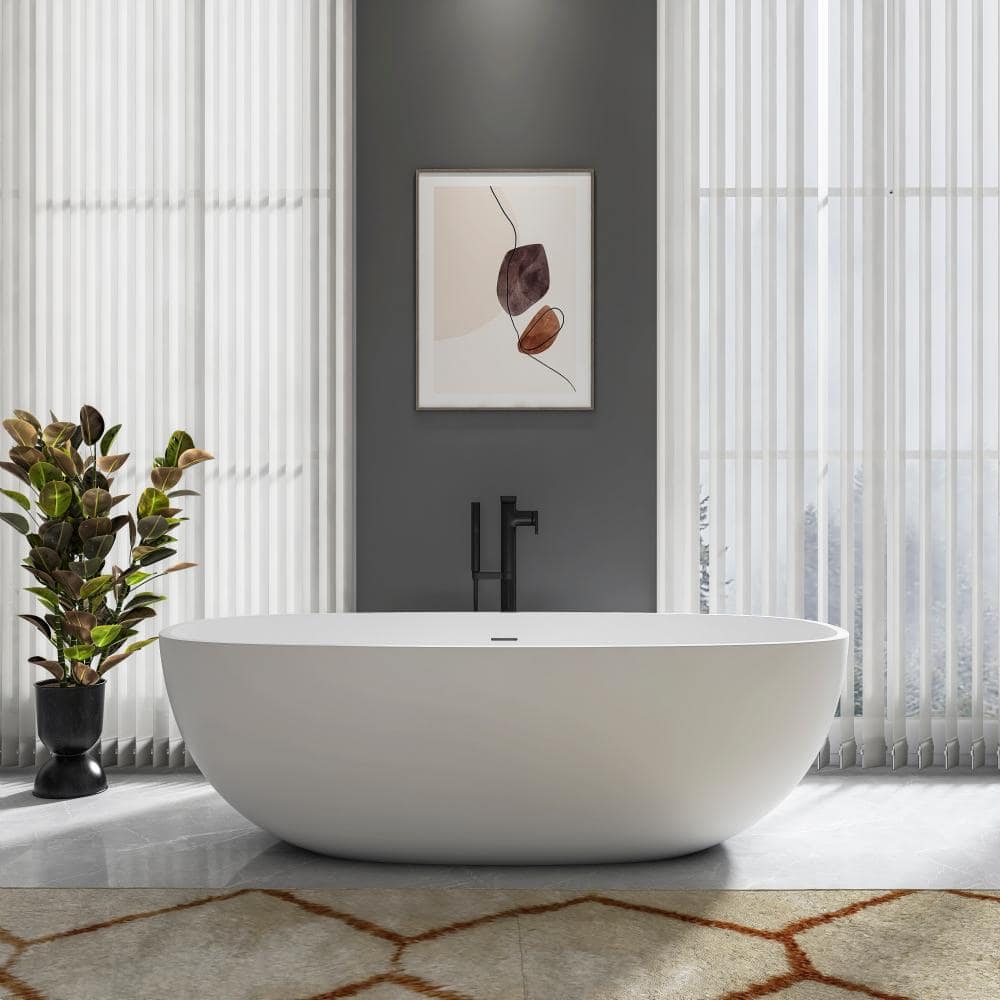 67 Inch Freestanding Solid Surface Bathtub, Modern Soaking Tub for Spacious Household Bathroom price history on PriceWatchPro