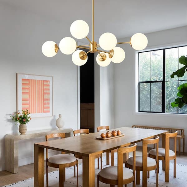 Y'INSP Orlena 8-Light Brass Mid-Century Modern Sputnik Chandelier