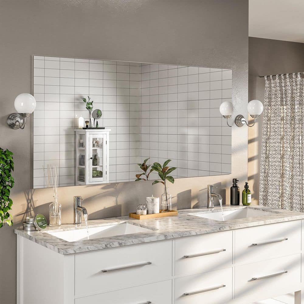 Sleek Frameless 60" x 30" Rectangular Bathroom Mirror