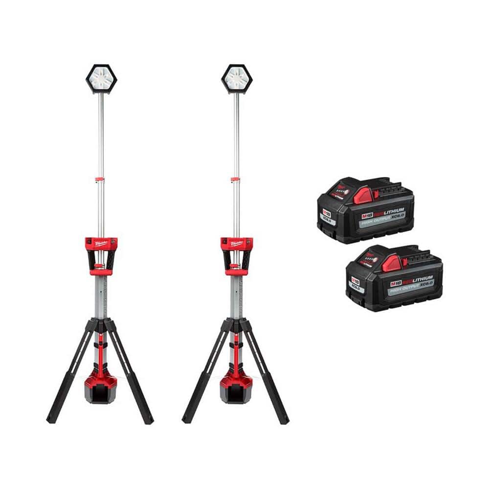 Milwaukee M18 18V Lithium-Ion Cordless Rocket Dual Power Tower Lights with (2) 6.0Ah High Output Batteries -  2131-20-21