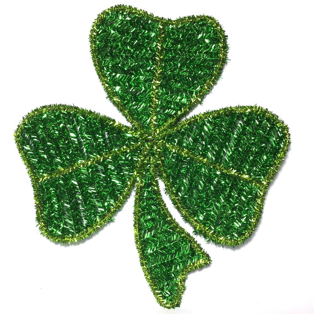 11 in. St. Patrick Gold/ Green Border Clover Tinsel Frame
