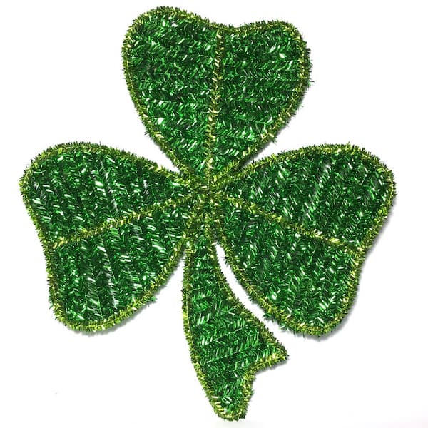 Unbranded 11 in. St. Patrick Gold/ Green Border Clover Tinsel Frame