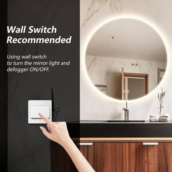 Front-Lighted LED Bathroom Vanity Mirror: 44 x 44 - Round