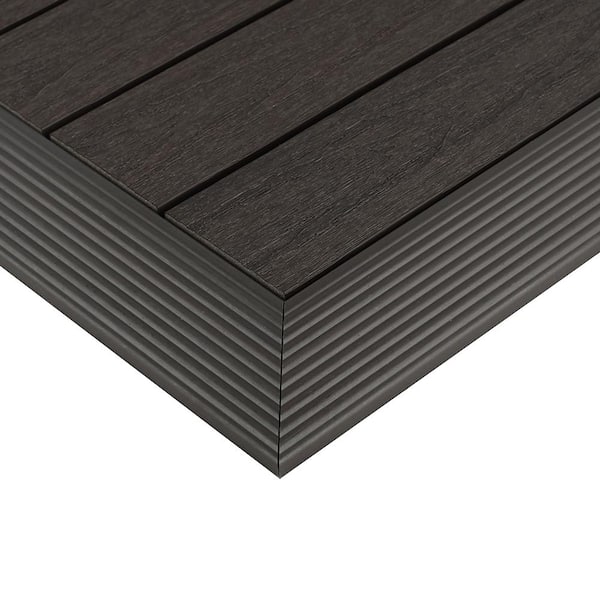 NewTechWood 1/6 ft. x 1 ft. Quick Deck Composite Deck Tile Outside Corner Fascia in Indonesian Merbau (2-Pieces/Box)