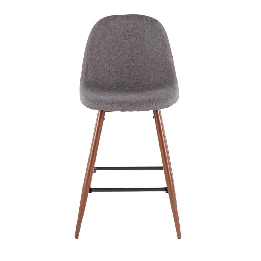 Walnut and Charcoal Swivel Counter Stool with Metal Frame