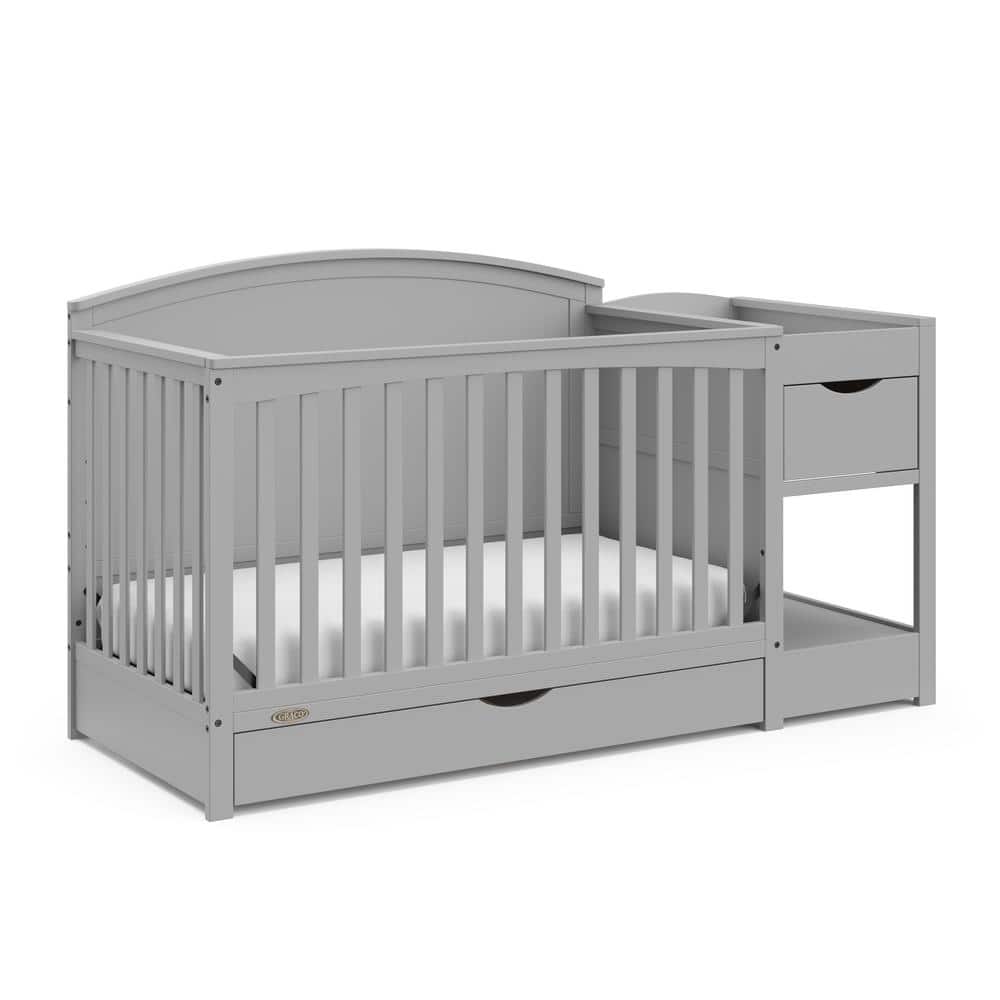 Graco Bellwood Pebble Gray 5in1 Convertible Crib and Changer 0468661F The Home Depot