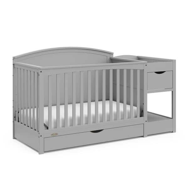 Graco Bellwood Pebble Gray 5-in-1 Convertible Crib and Changer