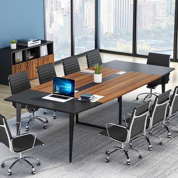 Capen 94.4 in Rectangular Brown Wood Computer Desk Conference Table Meeting Seminar Table
