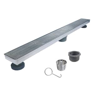 28 in. Stainless Steel Linear Shower Drain with Linear Drain Cover